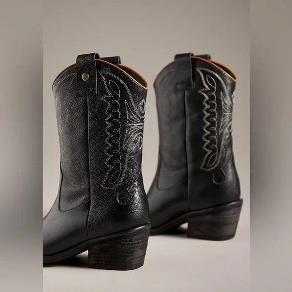 Size 9 ONLY! Anthropologie Black Stivali Unstoppable  Cowboy Boot NEW IN BOX - Picture 6 of 8